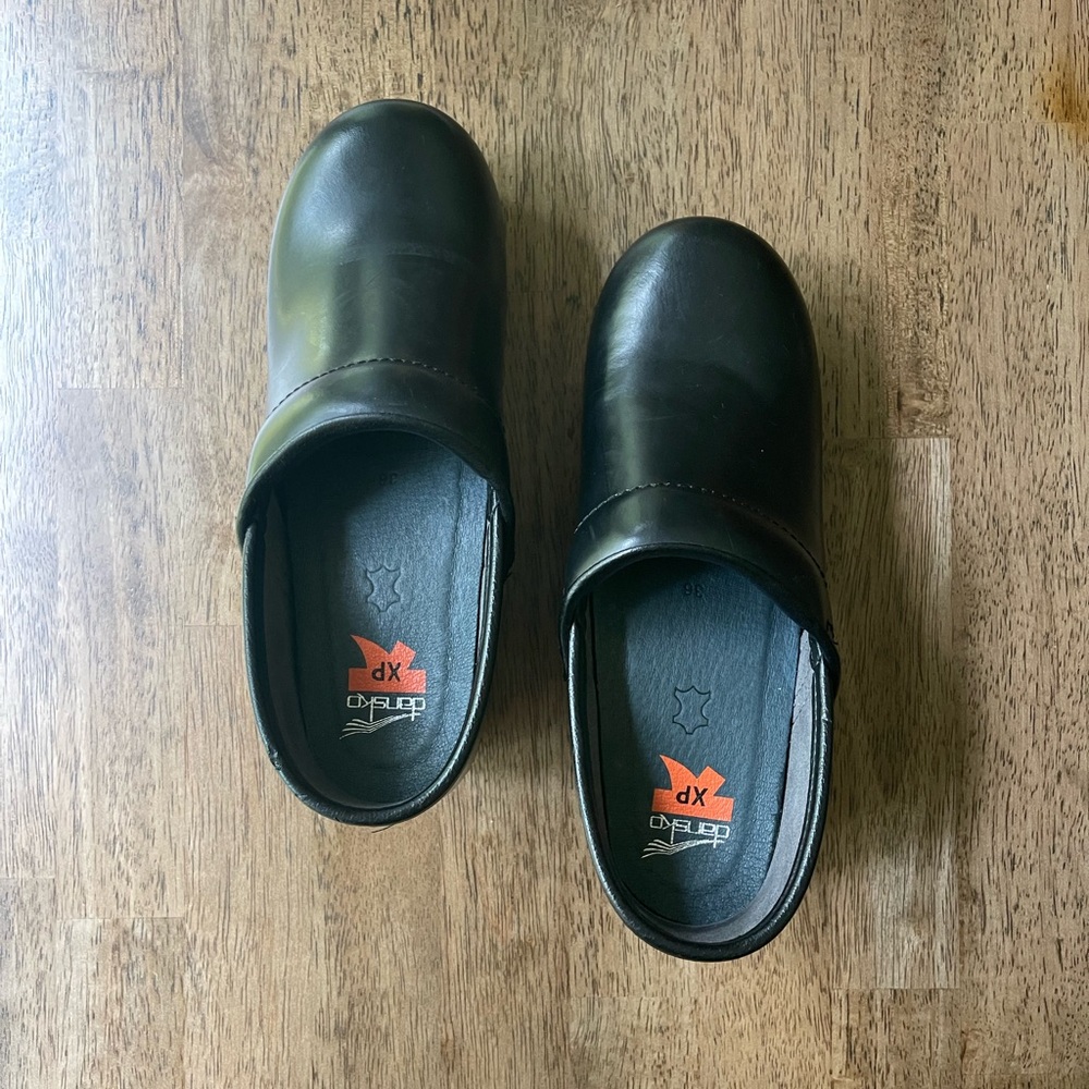 Dansko Black Leather Mules